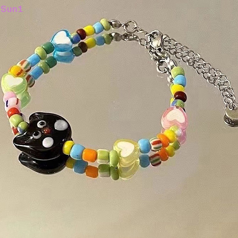 Sun1 > Vòng Tay Chuỗi Hạt Mặt Hình Mèo Hoạt Hình Dễ Thương Thời Trang Mùa Hè Cho Nữ
