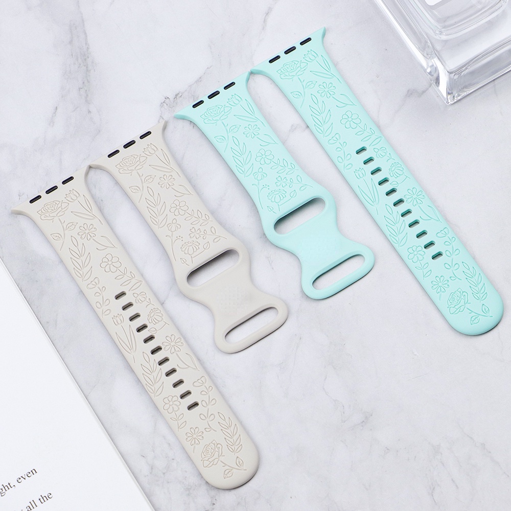Dây Đeo Silicon Họa Tiết Hoa Cho Đồng Hồ Thông Minh apple watch series 8 / 7 / 6 / 5 / 4 / 3 / se ultra i watch 49mm 45mm44mm42mm 38mm 40mm 41mm