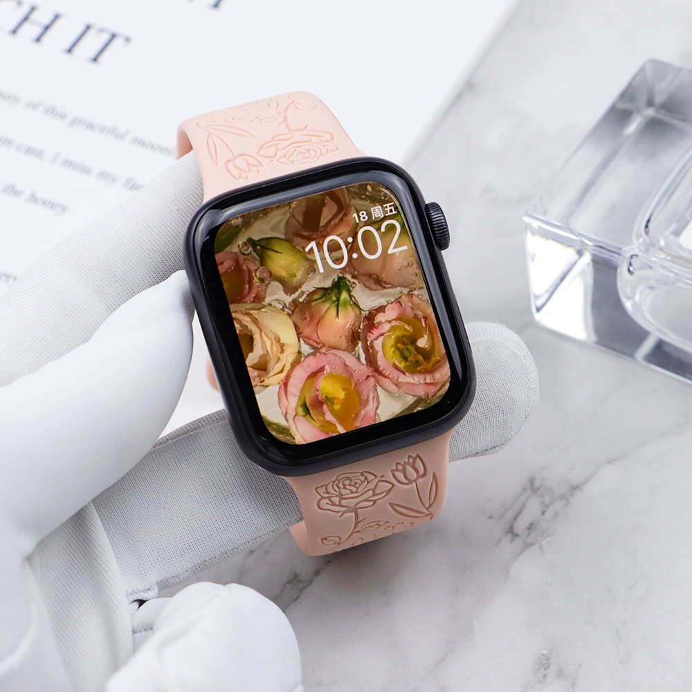 Dây Đeo Silicon Họa Tiết Hoa Cho Đồng Hồ Thông Minh apple watch series 8 / 7 / 6 / 5 / 4 / 3 / se ultra i watch 49mm 45mm44mm42mm 38mm 40mm 41mm