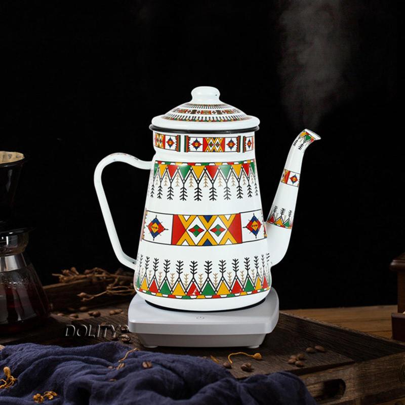 Ấm Trà / Cà Phê Men Hoa Có Tay Cầm Phong Cách vintage