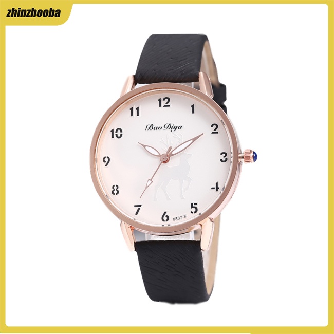 Fs Đồng Hồ Nữ Dây Da Mặt Hình Con Nai Đơn Giản