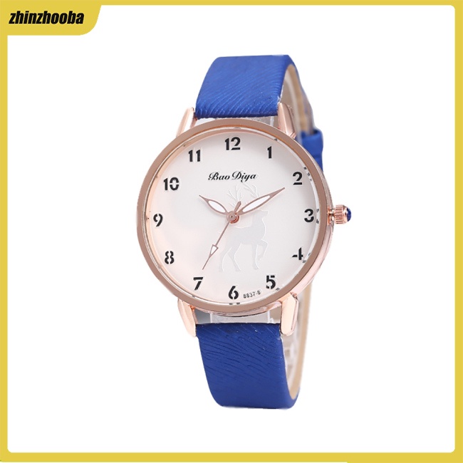 Fs Đồng Hồ Nữ Dây Da Mặt Hình Con Nai Đơn Giản