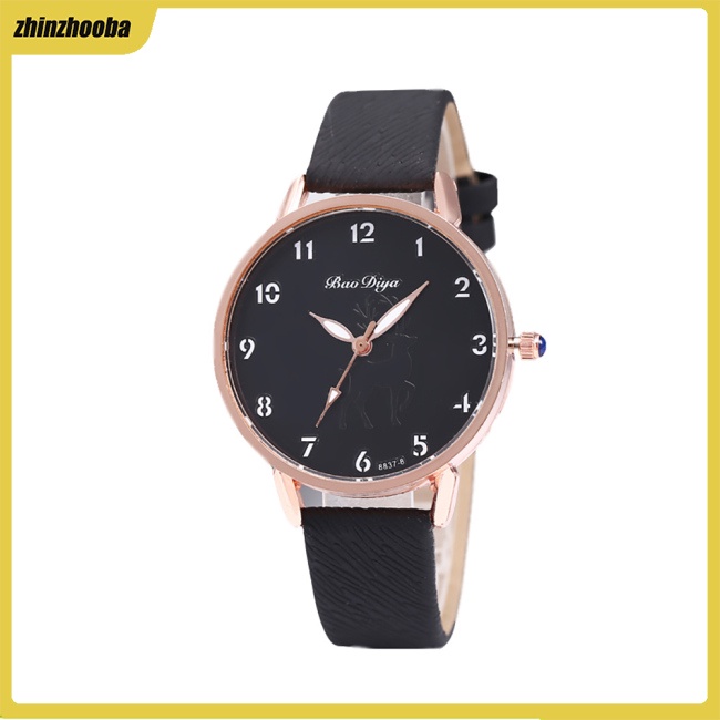 Fs Đồng Hồ Nữ Dây Da Mặt Hình Con Nai Đơn Giản