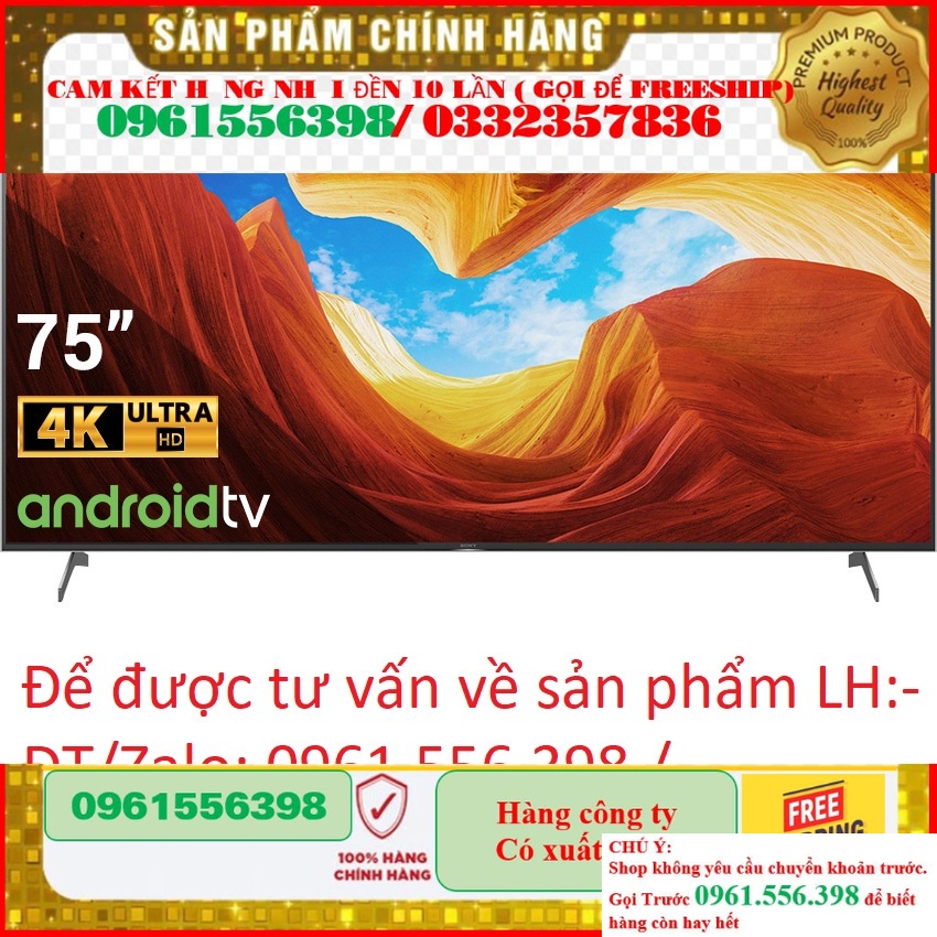 [SALE LỚN] Smart Tivi Sony 75 Inch KD-75X9000H 4K UHD &lt; Chính hãng BH:24 tháng tại nhà toàn quốc &gt;