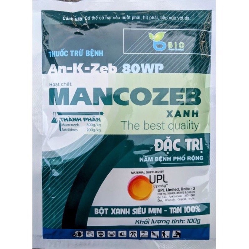 Combo 10 Gói Mancozeb xanh, Man xanh, man UPL, Man Ấn Độ gói 100g.