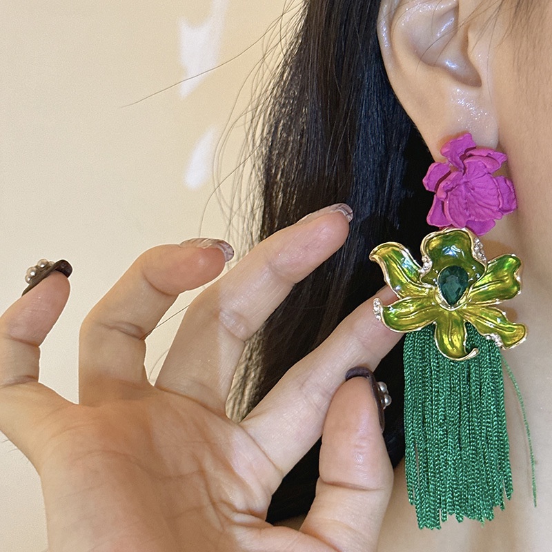 Hoa Tai Dáng Dài Hình Hoa Phong Cách Hàn Quốc Mới