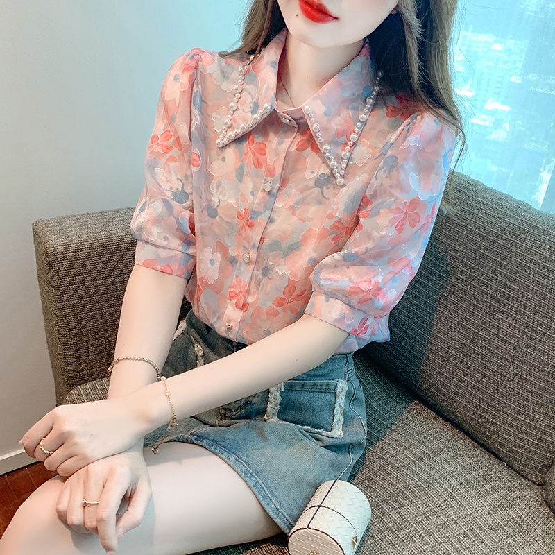 Áo Sơ Mi chiffon 8 Ngày In Họa Tiết Thời Trang Thanh Lịch Cho Nữ