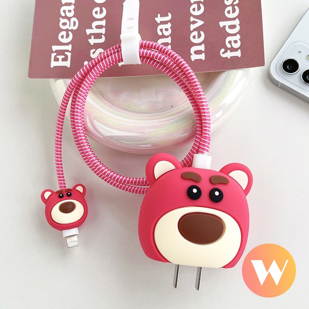 Bộ Phụ Kiện Bảo Vệ Dây Cáp Sạc 4 Trong 1 Hình Hoạt Hình one piece shin-chan winnie the pooh Cho iphone / ipad 18w / 20w