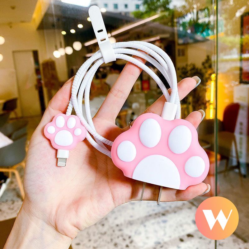 Bộ Phụ Kiện Bảo Vệ Dây Cáp Sạc 4 Trong 1 Hình Hoạt Hình one piece shin-chan winnie the pooh Cho iphone / ipad 18w / 20w
