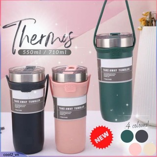Ly giữ nhiệt nóng lạnh Tyeso, bình giữ nhiệt có quai xách dung tích 550ml/ 710ml