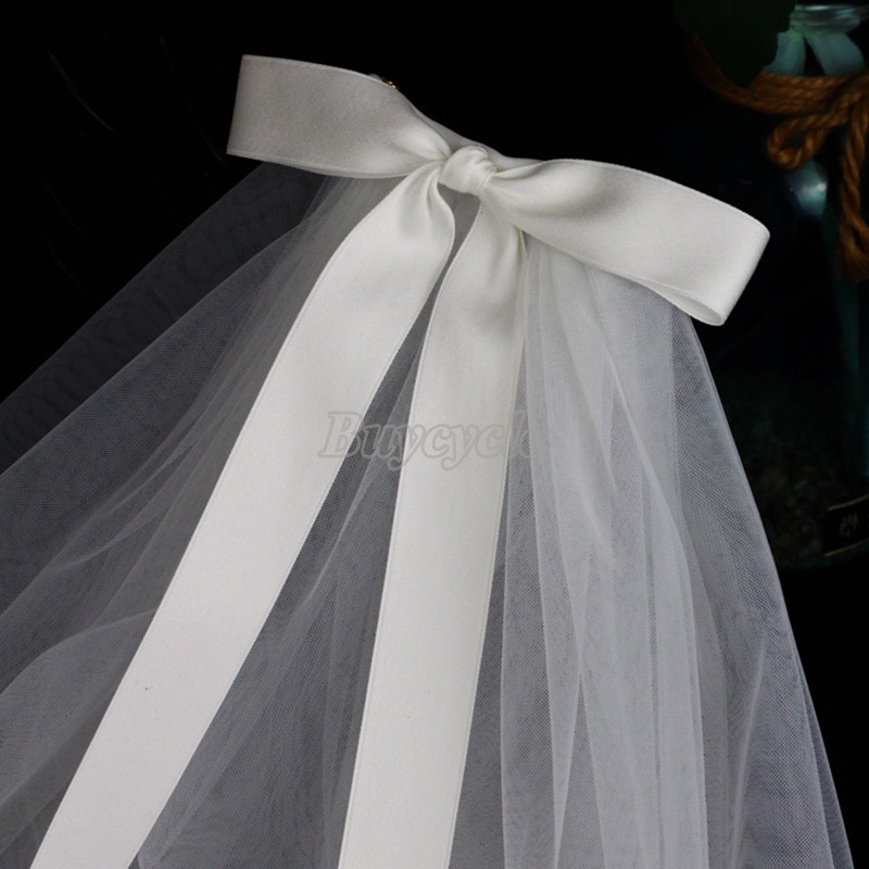 Mạng Che Mặt Cô Dâu Đính Nơ Ruy Băng