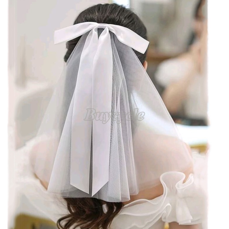 Mạng Che Mặt Cô Dâu Đính Nơ Ruy Băng