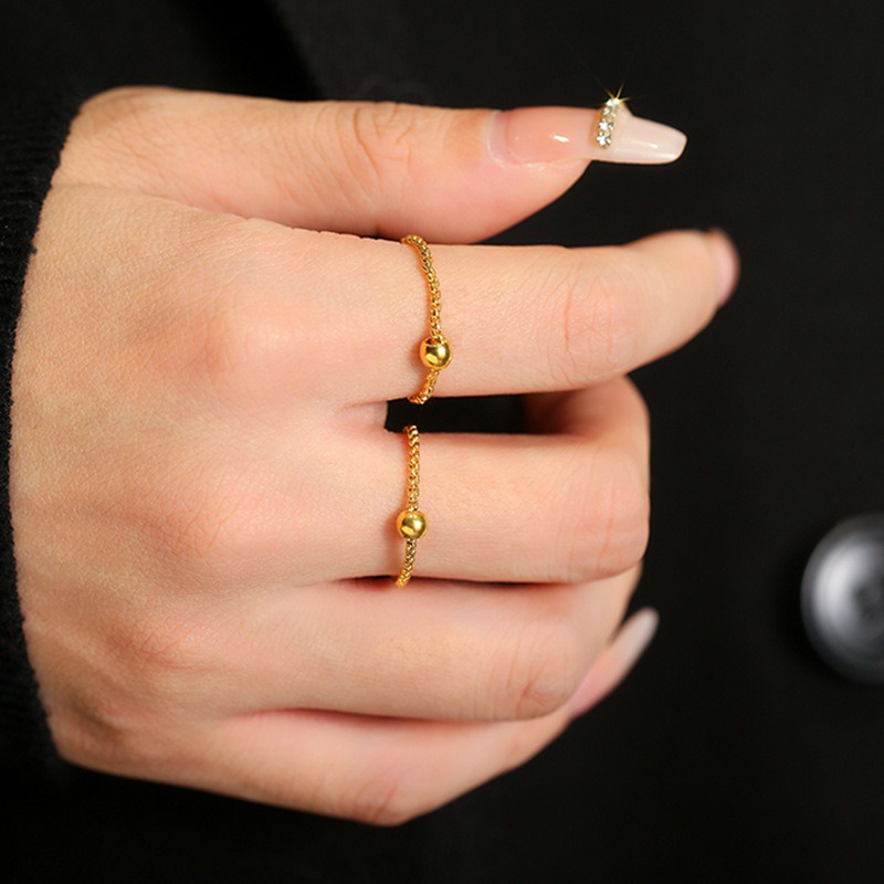 Thời Trang Nhẫn Mạ Vàng 18k Đính Hạt May Mắn Không Phai Màu Đơn Giản Cho Nữ