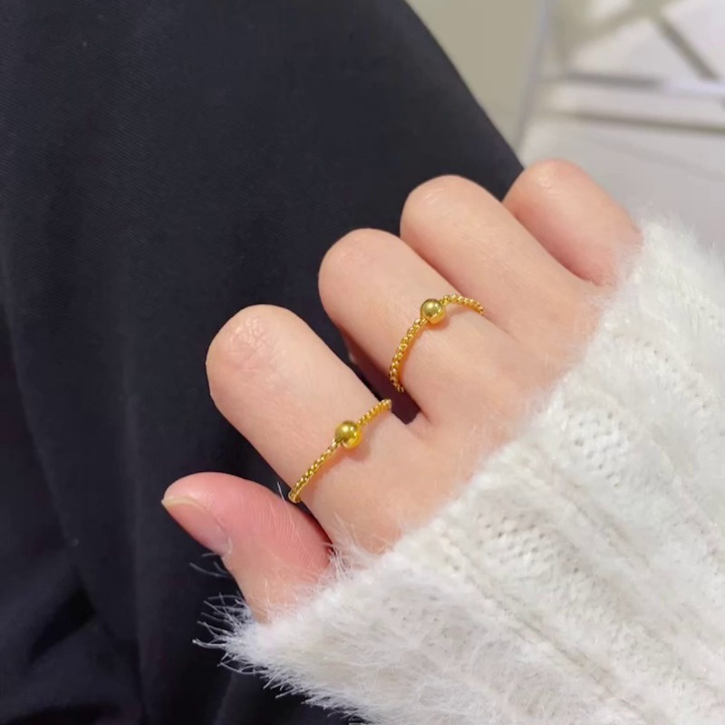 Thời Trang Nhẫn Mạ Vàng 18k Đính Hạt May Mắn Không Phai Màu Đơn Giản Cho Nữ