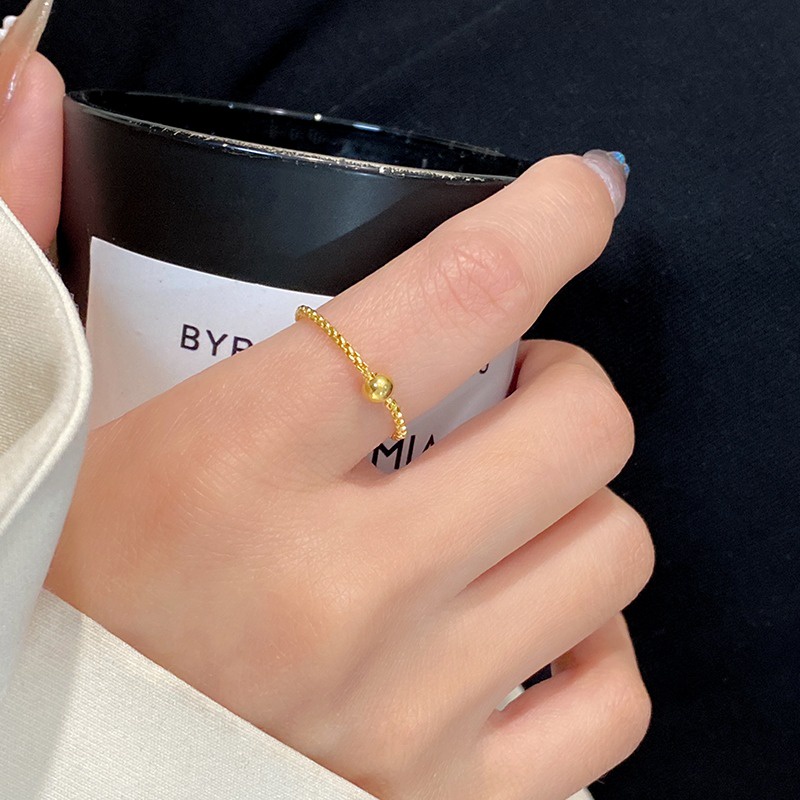 Thời Trang Nhẫn Mạ Vàng 18k Đính Hạt May Mắn Không Phai Màu Đơn Giản Cho Nữ