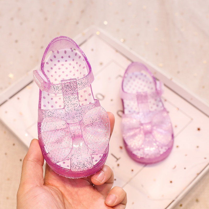 AYUER Xăng đan jelly Chống Trượt Chống Thấm Nước Đính Nơ Thời Trang Mùa Hè 2023 Cho Bé Gái