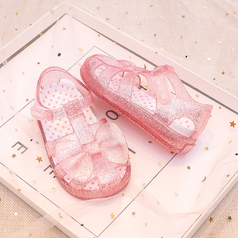 AYUER Xăng đan jelly Chống Trượt Chống Thấm Nước Đính Nơ Thời Trang Mùa Hè 2023 Cho Bé Gái