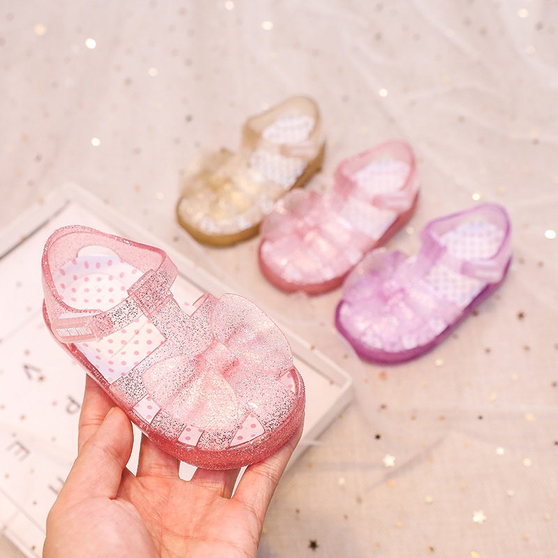 AYUER Xăng đan jelly Chống Trượt Chống Thấm Nước Đính Nơ Thời Trang Mùa Hè 2023 Cho Bé Gái