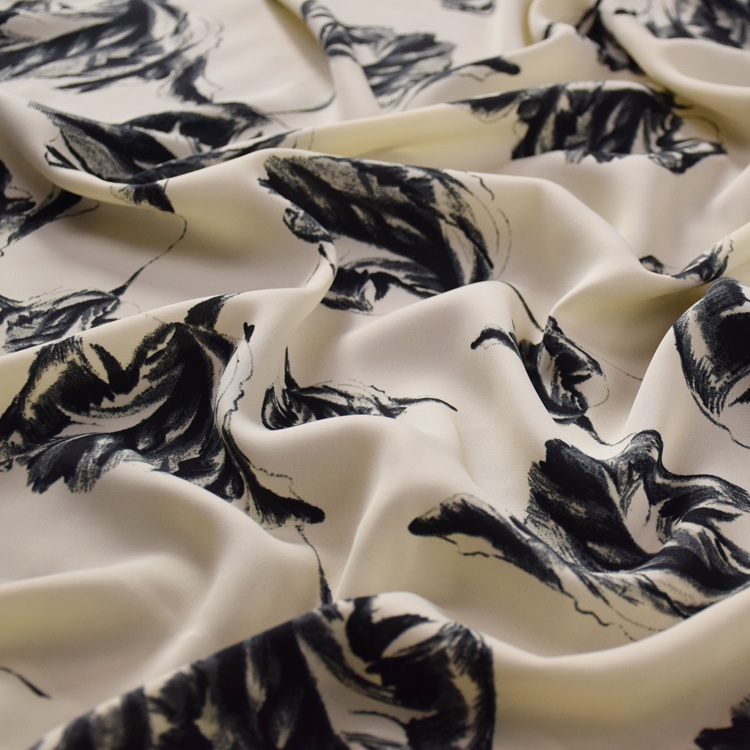 Vải Voan satin Cao Cấp Họa Tiết Hoa Màu Be Thời Trang Dành Cho May Áo Sơ Mi