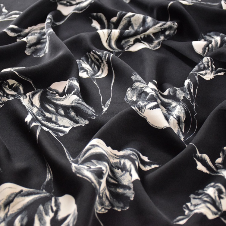 Vải Voan satin Cao Cấp Họa Tiết Hoa Màu Be Thời Trang Dành Cho May Áo Sơ Mi