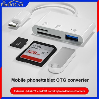 Đầu đọc thẻ nhớ usb c sang sd 3 trong 1, bộ chuyển đổi đầu đọc thẻ nhớ usb c sang micro sd tf tương thích với cổng type-c flash12_vn