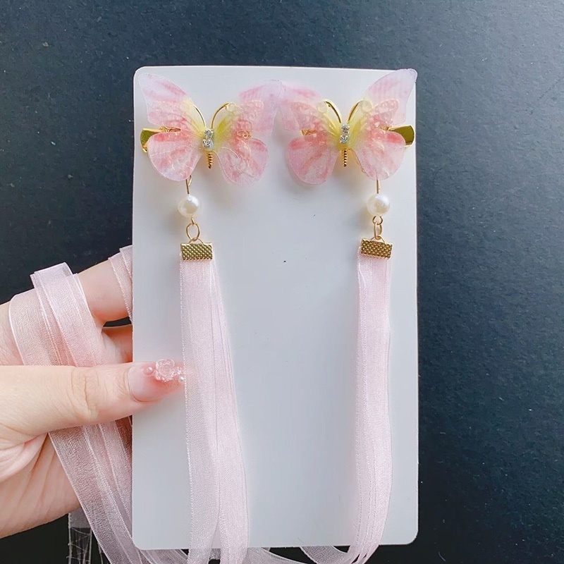 Set 2 Kẹp Tóc Nơ Ruy Băng Dễ Thương Cho Bé Gái