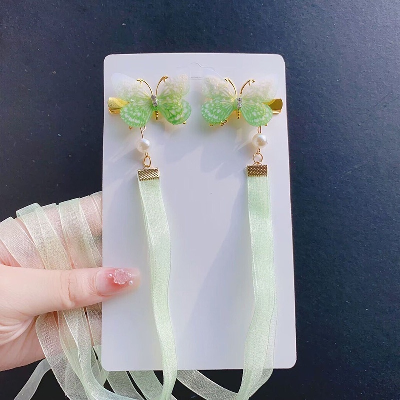 Set 2 Kẹp Tóc Nơ Ruy Băng Dễ Thương Cho Bé Gái