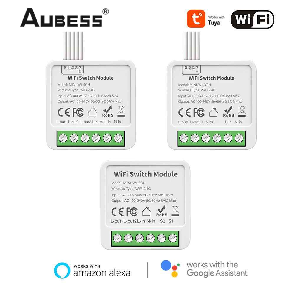 Mô-đun công tắc thông minh AUBESS Tuya Wifi 2/3/4 nhóm hai chiều Alexa Google Home Yandex Alice