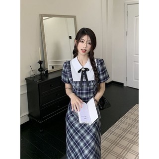 Đầm Dài Dáng Ôm In Họa Tiết Caro Phối Màu Tương Phản Thời Trang Mùa Hè Xinh Xắn Cho Nữ
