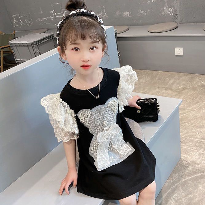 Đầm Công Chúa Tay Ngắn Cổ Tròn Thiết Kế Mới Thời Trang Mùa Hè Dành Cho Bé Gái