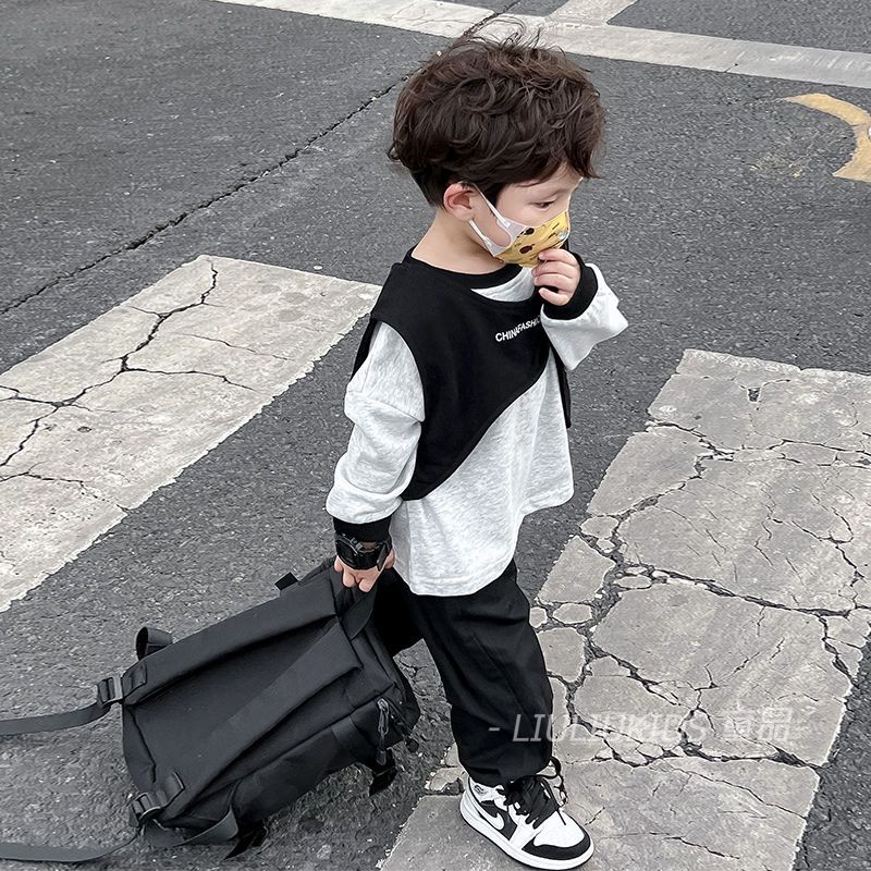 Set Đồ Thể Thao Mùa Thu Năm 2023 Gồm Áo Sweater Tay Dài Và Quần Dài Phong Cách Đường Phố Mới Cho Bé Trai vw09