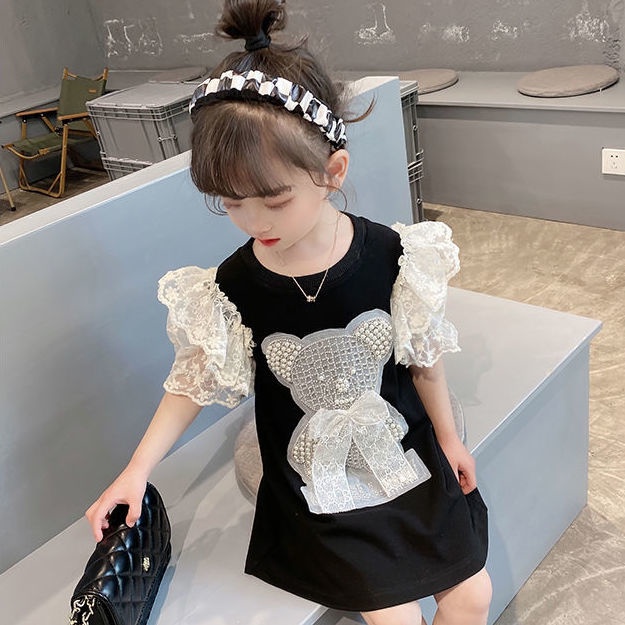 Đầm Công Chúa Tay Ngắn Cổ Tròn Thiết Kế Mới Thời Trang Mùa Hè Dành Cho Bé Gái