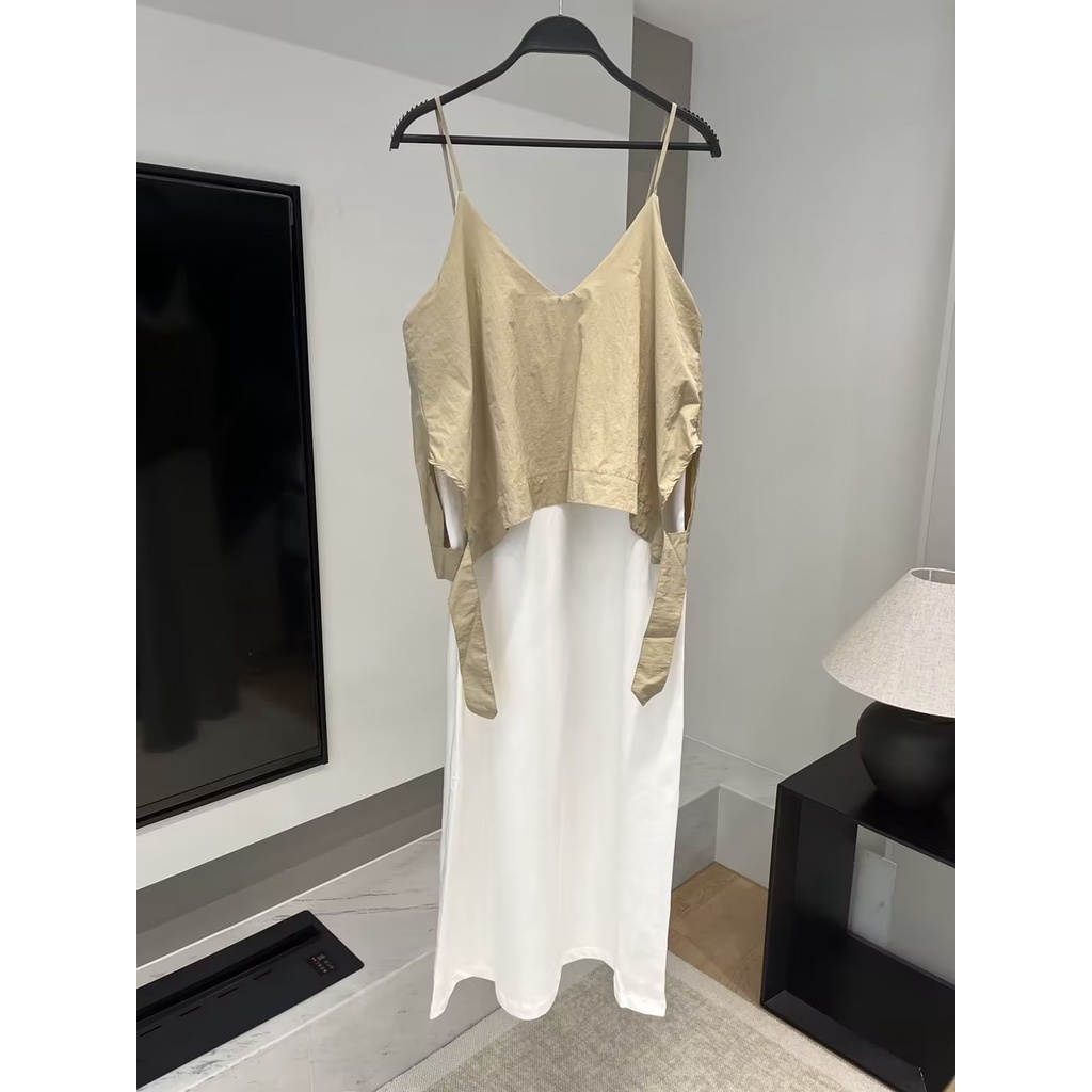 Zara Đầm Hai Dây Phối Màu Tương Phản Thời Trang Mùa Thu Cho Nữ1165659