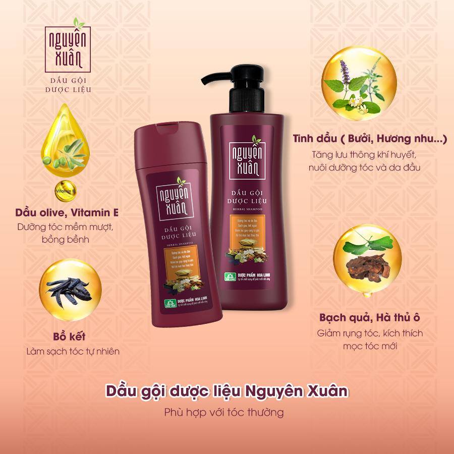 Bộ Dầu gội 350ml và Dầu xả 180ml Nguyên Xuân nâu _ Dành cho tóc thường