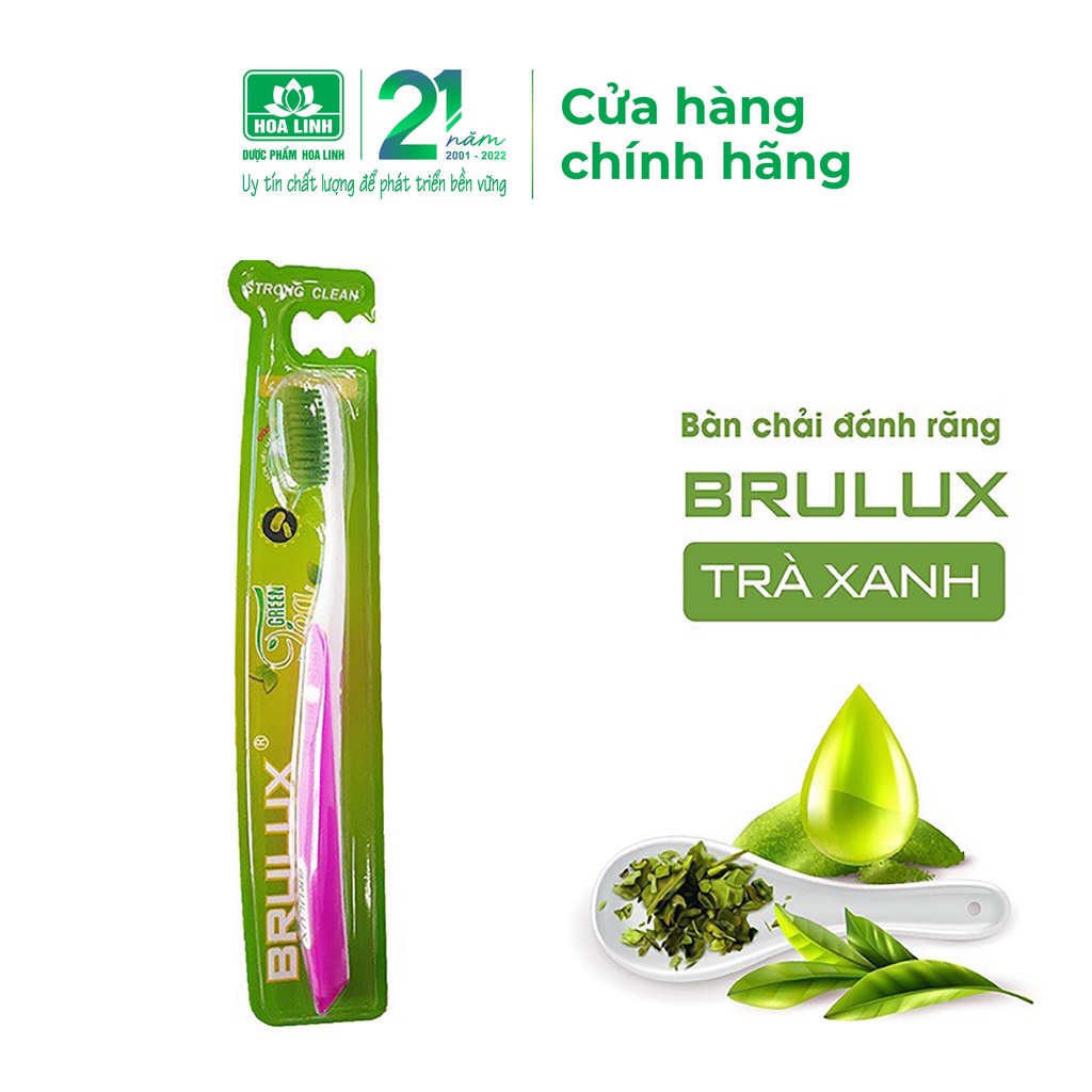 Bàn chải đánh răng Brulux trà xanh, than hoạt tính ,ultral soft siêu mảnh, nhẹ nhàng chải sạch vụn thức ăn