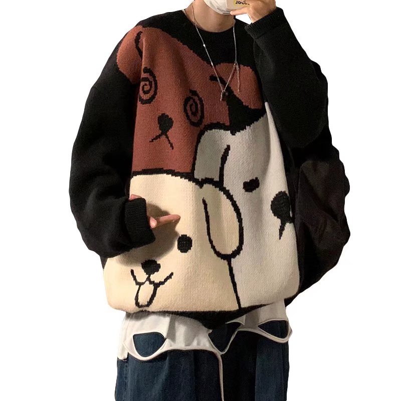 Áo sweater Dày Dặn In Hoạt Hình Kiểu retro Nhật Bản Thời Trang Thu Đông Cho Nam