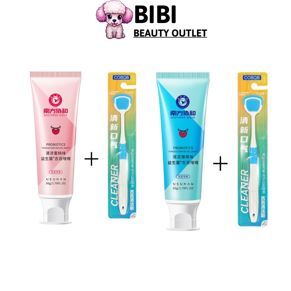 Combo Gel Cạo Lưỡi Southern Xiehe 50g Và Cây Cạo Lưỡi Làm Sạch Mảng Bám, Giảm Hôi Miệng