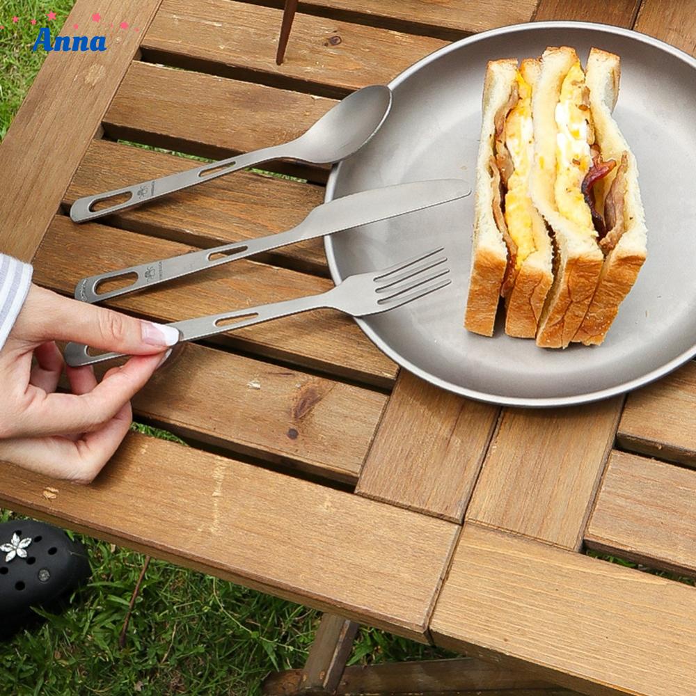 【Anna】Tableware Outdoor Cutlery Spoon Fork K Nife Titanium Outdoor Acc