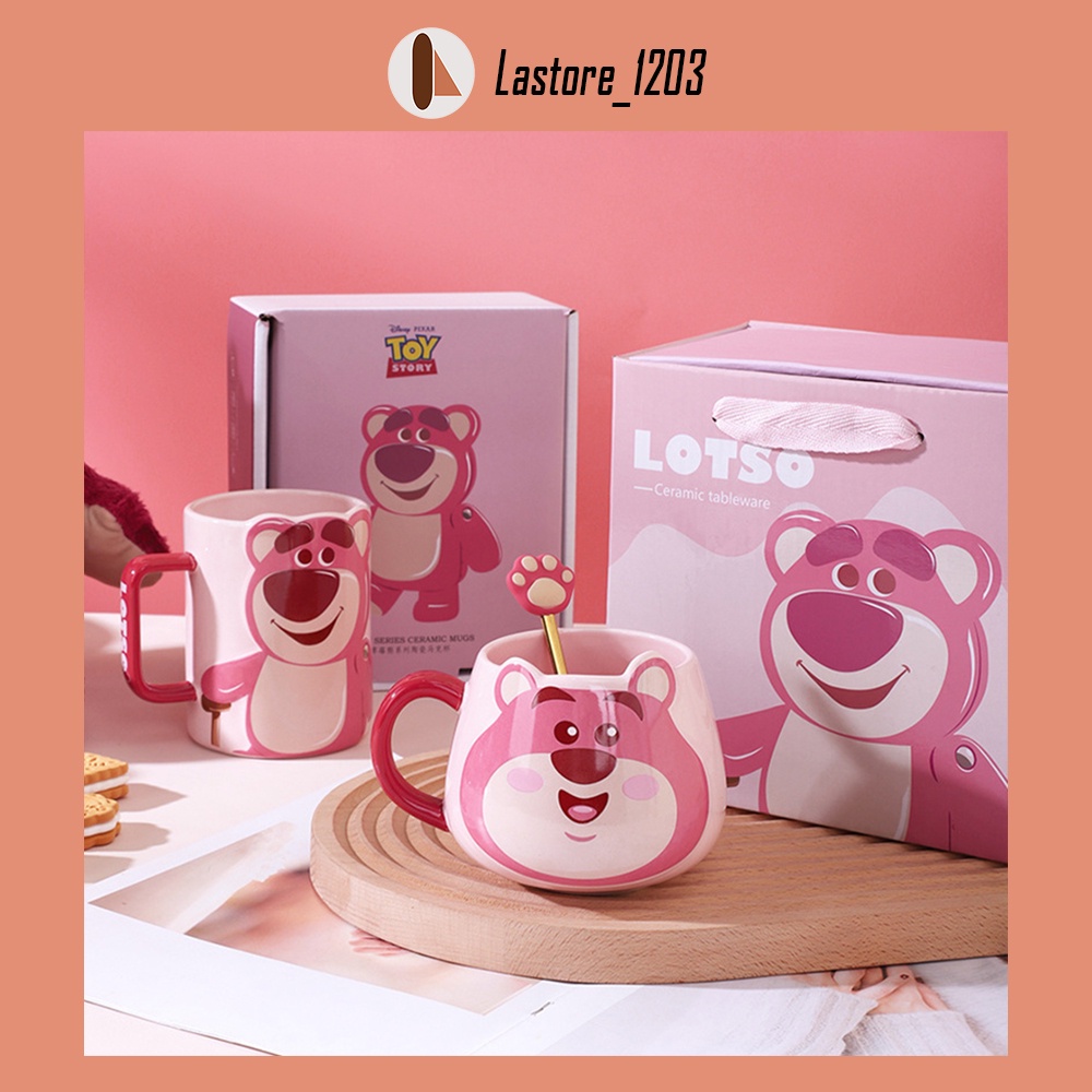 Set cốc gấu dâu Lotso chính hãng Disney kèm hộp quà tặng các mẫu [Có Sẵn]