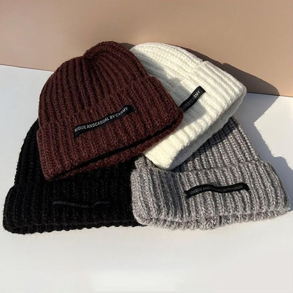 Mihan1 Mũ Len Màu Trơn Mềm Mại Giữ Ấm Mùa Đông Cho Nam Nữ