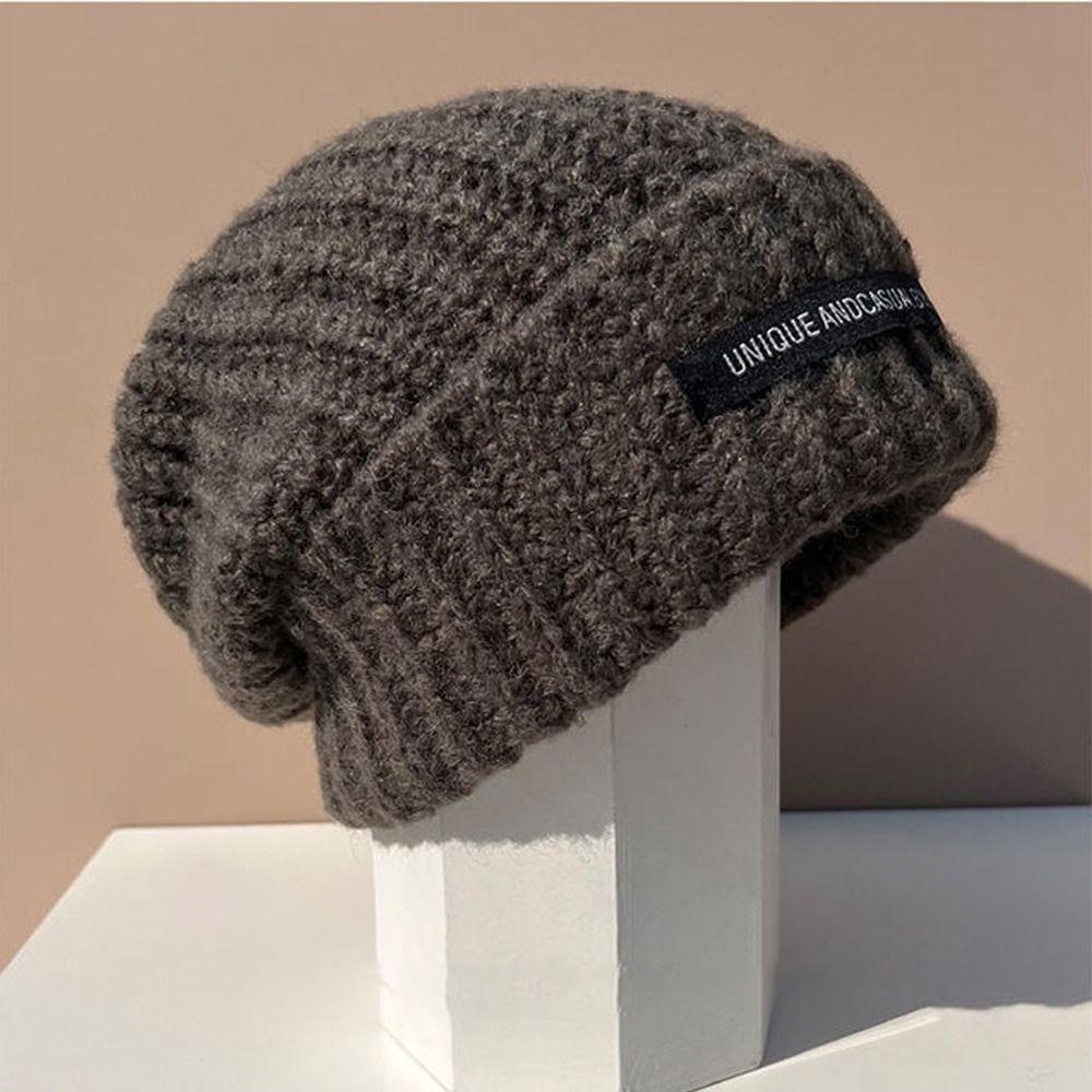 Mũ Len Dệt Kim Mềm Mại Màu Trơn Giữ Ấm Mùa Đông Cho Nam Nữ