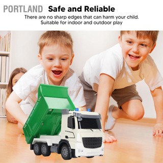 Portland Đồ chơi xe chở rác có âm thanh nhẹ thể sạc lại Mô hình tải vệ sinh điều khiển từ xa mô phỏng cao
