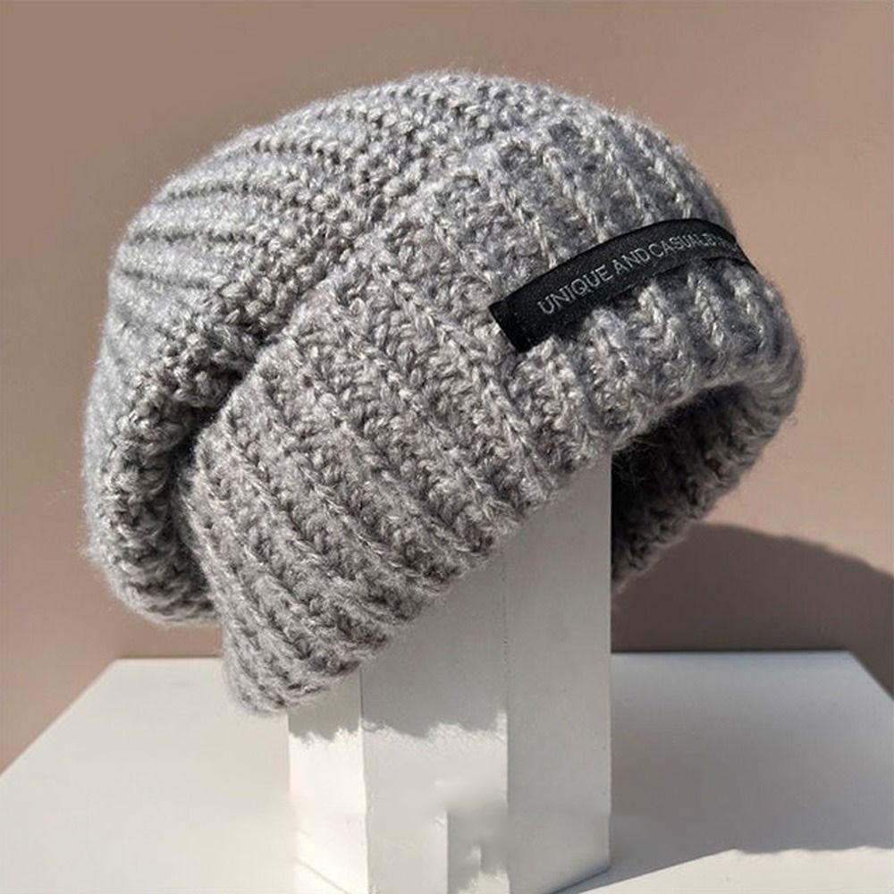 Mũ Len Dệt Kim Mềm Mại Màu Trơn Giữ Ấm Mùa Đông Cho Nam Nữ
