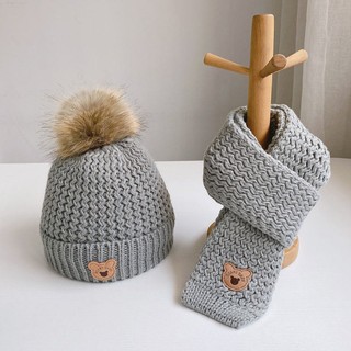 Set mũ len kèm khăn choàng cổ ấm áp cho bé ốp