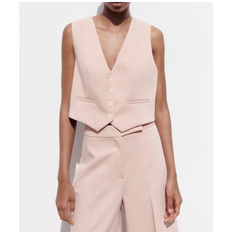 Zara Bộ Áo Sát Nách Cổ Chữ v + Quần Dài Lưng Cao Thời Trang Mùa Hè 9929329 7600683