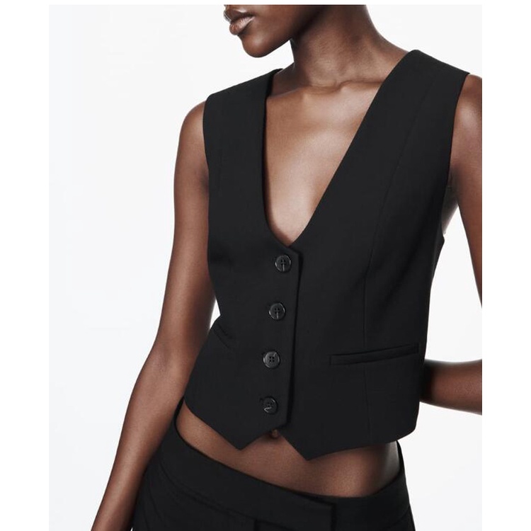 Zara Bộ Áo Sát Nách Cổ Chữ v + Quần Dài Lưng Cao Thời Trang Mùa Hè 9929329 7600683