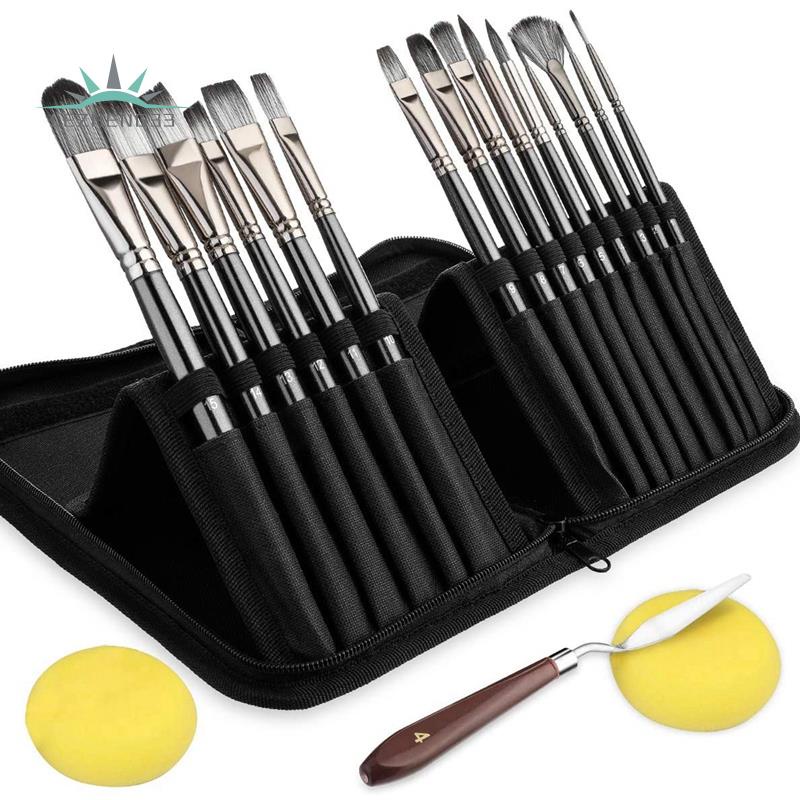 Set 15 Cọ Vẽ Tranh acrylic Màu Nước Và Ria Mép Chuyên Nghiệp