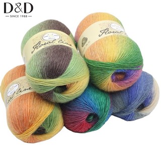 Cuộn chỉ len nhuộm màu sắc cầu vồng 100g