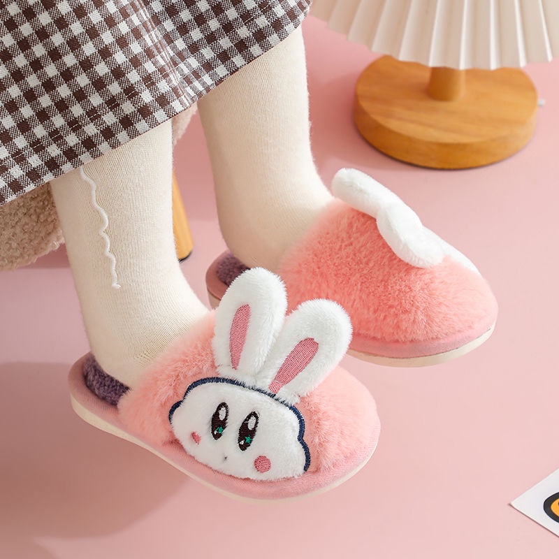 Dép Bông Đi Trong Nhà Đế Mềm Hình Thỏ Hoạt Hình Đáng Yêu Cho Trẻ Em