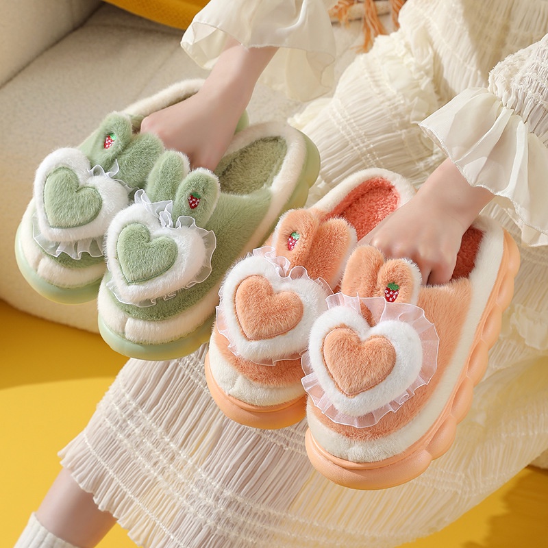 Dép Bông Đi Trong Nhà Hình Trái Tim Thời Trang Thu Đông